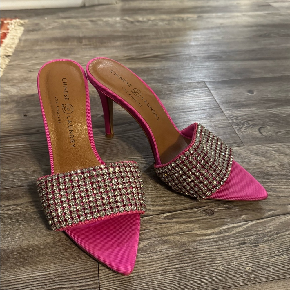 Chinese Laundry Pink Rhinestone Heels
